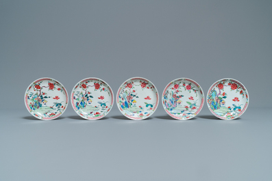 Un service &agrave; th&eacute; de 27 pi&egrave;ces en porcelaine de Chine famille rose &agrave; d&eacute;cor de paysages, Yongzheng/Qianlong