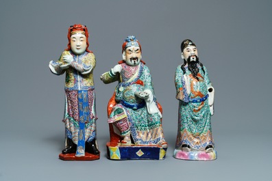 Three various Chinese famille rose figures, 19/20th C.