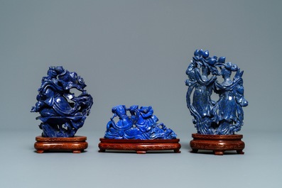 Zes Chinese groepen in lapis lazuli, 19/20e eeuw
