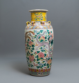 A large Chinese famille rose 'dragon and phoenix' vase for the Straits or Peranakan market, 19th C.