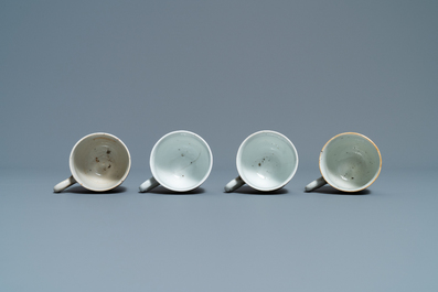 Twelve Chinese grisaille cups and eight saucers, Yongzheng/Qianlong