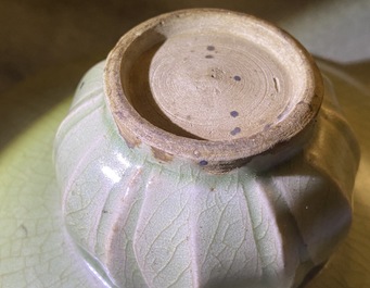A Chinese Yaozhou celadon bowl with incised floral design, Song or later
