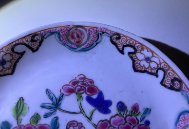 Twelve Chinese famille rose cups and saucers, Yongzheng/Qianlong