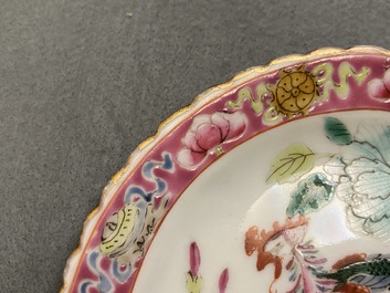 Three Chinese famille rose plates for the Straits or Peranakan market, 19th C.