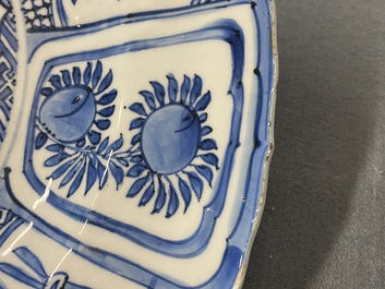 A Chinese blue and white kraak porcelain 'quails' charger, Wanli