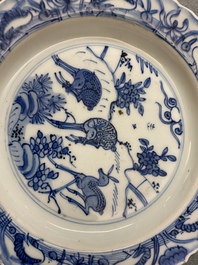 A Chinese blue and white kraak porcelain plate with deer, Wanli