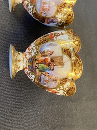 A pair of Meissen porcelain 'Kauffahrtei' inkwells and covers, Germany, 18th C.