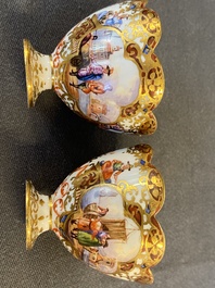 Une paire d'encriers couverts en porcelaine de Meissen &agrave; d&eacute;cor 'Kauffahrtei', Allemagne, 18&egrave;me