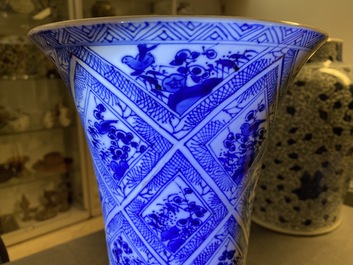 A large Chinese blue and white five-piece garniture, Kangxi