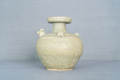 A Chinese Yue chicken-head ewer, Jin Dynasty, 3/5th C.