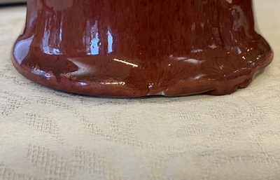 Three Chinese langyao and red flamb&eacute;-glazed vases, 19/20th C.