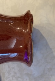 Three Chinese langyao and red flamb&eacute;-glazed vases, 19/20th C.