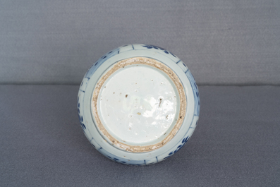 A Chinese blue and white vase with floral design, Wanli