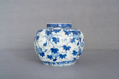 A Chinese blue and white 'squirrel and grapevine' vase, Wanli/Jiajing