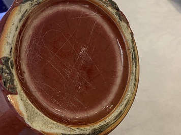 Three Chinese langyao and red flamb&eacute;-glazed vases, 19/20th C.