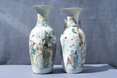 Deux vases en porcelaine de Chine famille rose, 19/20&egrave;me