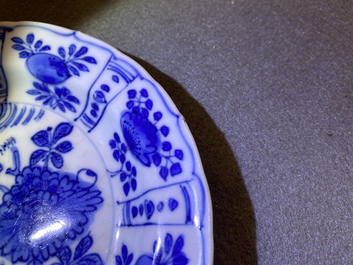 Five Chinese blue and white kraak porcelain dishes with deer and grasshoppers, Wanli