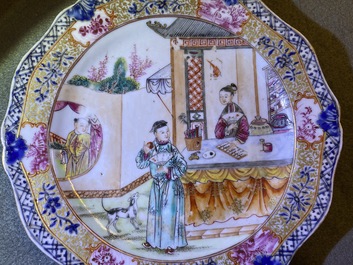 Une tasse et soucoupe et un pot &agrave; lait en porcelaine de Chine famille rose et grisaille, Yongzheng