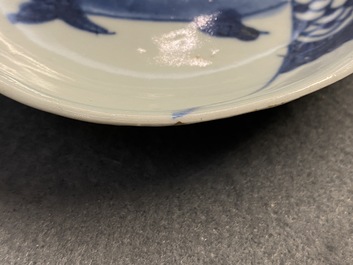 Three small Chinese blue and white plates, Ming and Kangxi