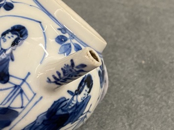 Five Chinese blue and white 'Long Eliza' teapots, Kangxi