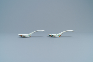 A pair of Chinese polychrome 'peach tree' spoons, Jiaqing mark and of the period