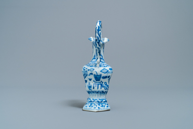 A Chinese blue and white ewer after a European silver example, Kangxi