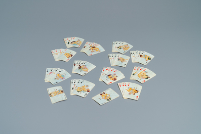 A complete playing cards set with erotic miniatures on ivory, India, early 20th C.