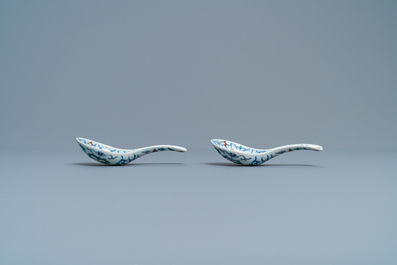 A pair of Chinese doucai spoons, 19th C.