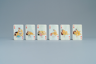 A complete playing cards set with erotic miniatures on ivory, India, early 20th C.