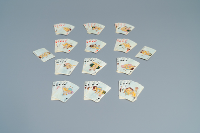 A complete playing cards set with erotic miniatures on ivory, India, early 20th C.
