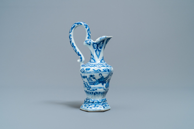 A Chinese blue and white ewer after a European silver example, Kangxi