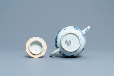 A Chinese blue and white 'Xi Xiang Ji' teapot with cover, Kangxi/Yongzheng