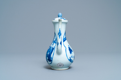 A Chinese blue and white 'Xi Xiang Ji' ewer and cover, Xuande mark, Kangxi