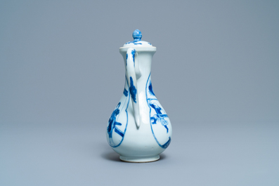 A Chinese blue and white 'Xi Xiang Ji' ewer and cover, Xuande mark, Kangxi