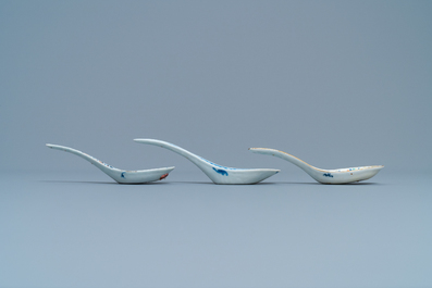 Three Chinese doucai spoons, 19th C.