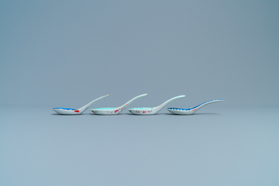 Four Chinese turquoise- and blue-ground spoons, 19/20th C.