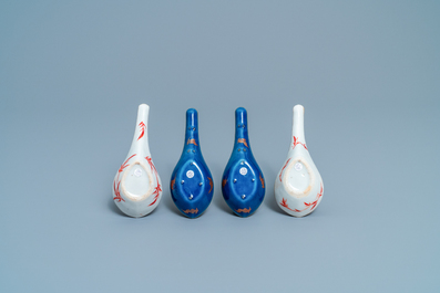 Quatre cuill&egrave;res en porcelaine de Chine monochrome et dor&eacute;, 19/20&egrave;me