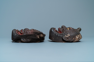 Two Japanese Noh masks, Edo, 18/19th C.