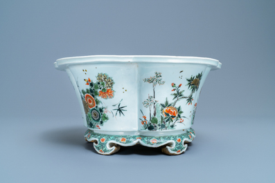 An imperial Chinese famille verte cinquefoil jardini&egrave;re, Kangxi mark and of the period