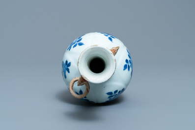 A Chinese blue and white vase with elephant-head handles, Kangxi