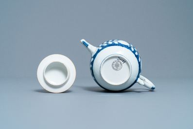 A Chinese blue and white teapot with underglaze design, Yongzheng/Qianlong