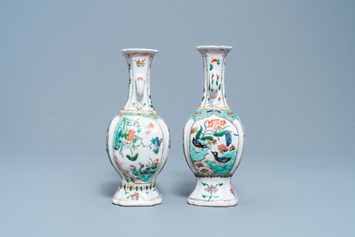 Two Chinese famille verte 'qilin' vases, Kangxi