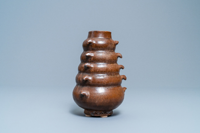 A Chinese monochrome brown-glazed vase, Song