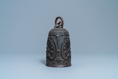 A Chinese bronze 'lotus' bell, Qing