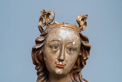 Un buste de la Vierge en bois sculpt&eacute; et polychromie, Allemagne, 15/16&egrave;me