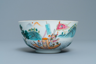 A fine Chinese famille rose bowl, Qianlong mark, 20th C.