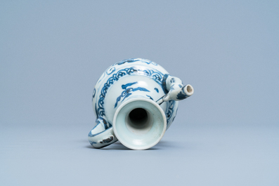 A Chinese blue and white 'grapevine' ewer, Ming