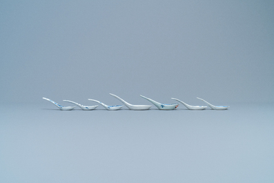 Ten Chinese blue and white spoons for the Straits or Peranakan market, 19/20th C.