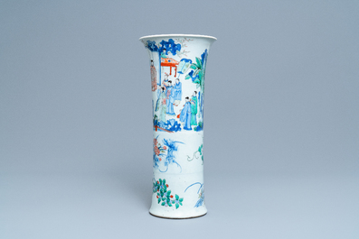 A Chinese wucai vase with figures in a landscape, Transitional period