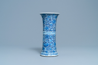 A Chinese blue and white 'flower scroll' vase, Kangxi